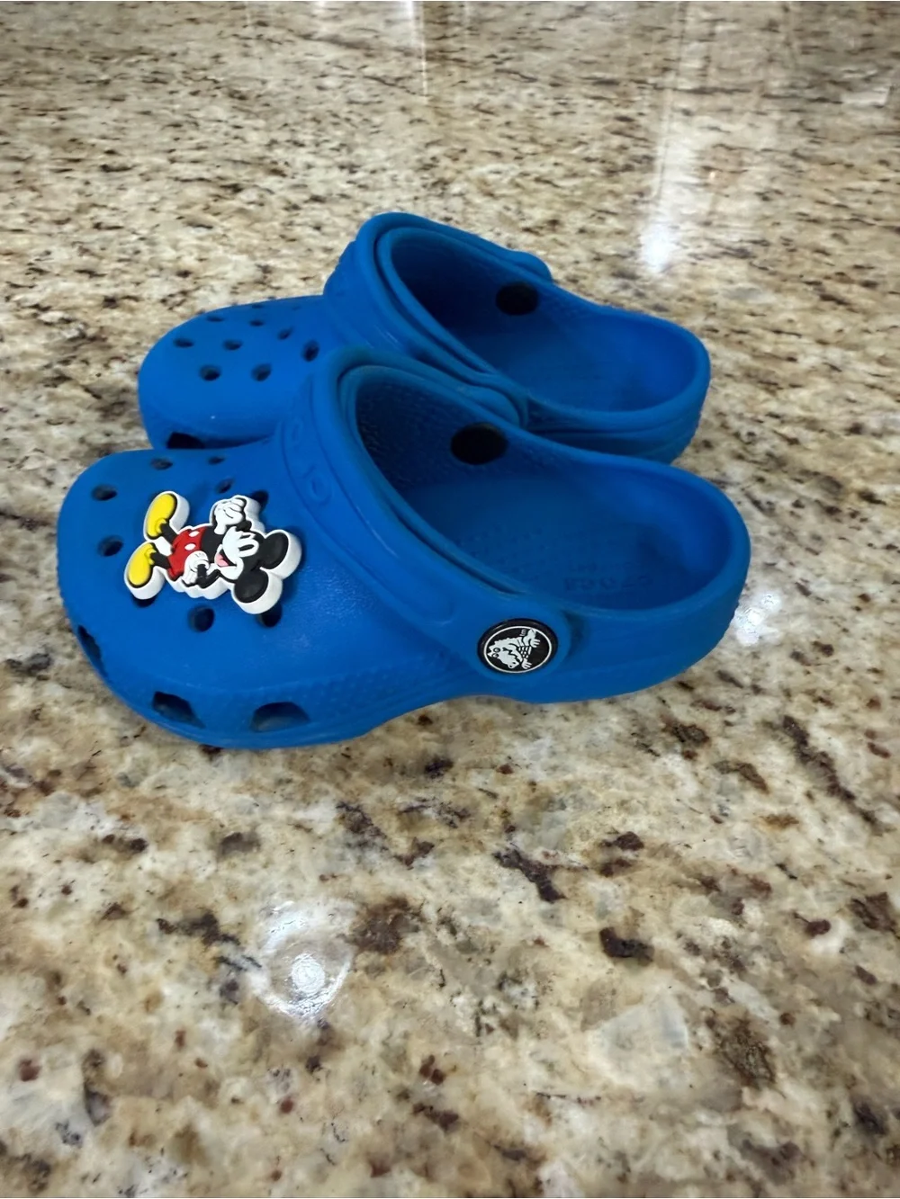 Toddler Royal Blue Crocs Classic Clog Slip On Shoes w Mickey Mouse Jibbitz 8 T8
